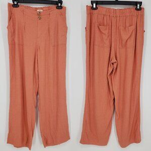 Mason & Belle Linen Blend Wide Leg Pants XL Women's Pull on Orange